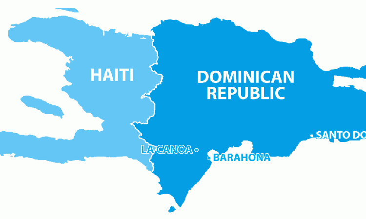 Map of the Dominican Republic showing the quarry at La Canoa and the port of Barahona.